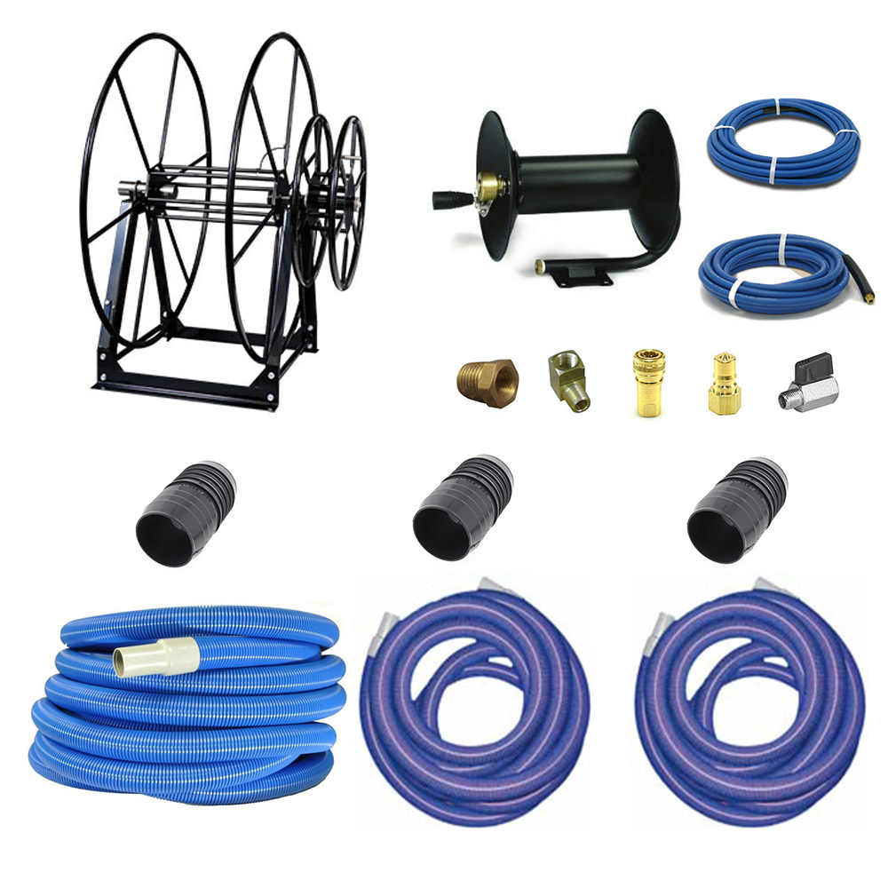 Clean Storm 20170330 Truckmount Live Reel System Triple reel with 160 ft Hoses Includes 3000 psi Hoses
