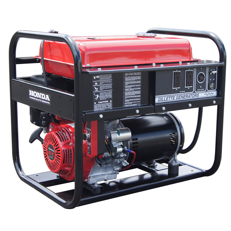Gillette Generator GPE-75EH-1-1 Industrial Portable Generator 7500 watts 120/240 volts 56/28 Cont Amp Honda GX390 13HP 1 Phase