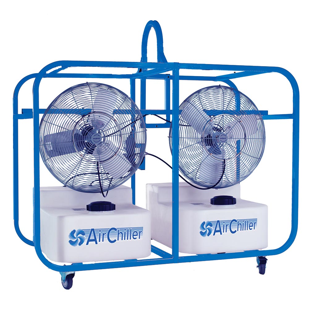 Air Chiller Ind-24D Inch Misting Fan Evaporative Cooler 24000 cfm 64 gallon Double Unit with Roll Cage