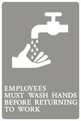 Sign Employees Must Wash Hands 6X9 Gray UST 4726 - QUR 01414