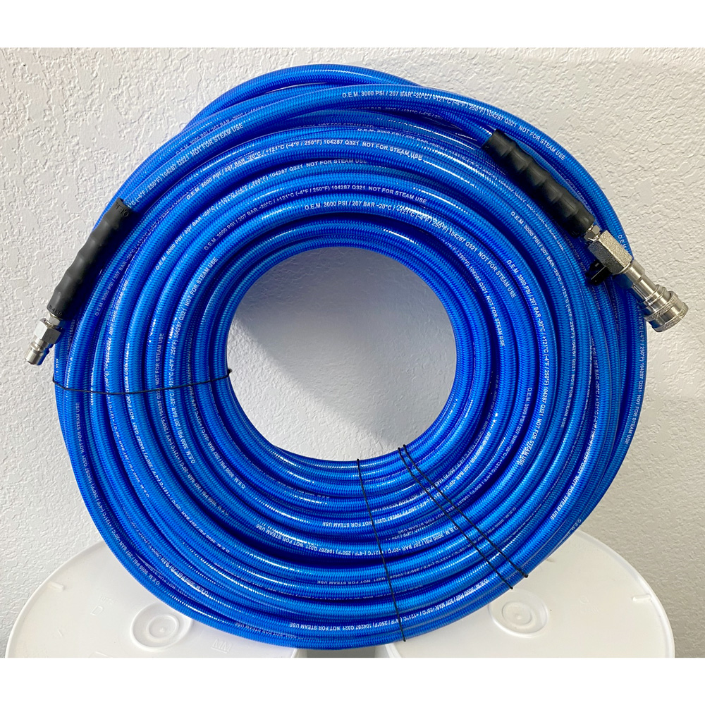 Steambrite 20230621 Turbo Heat Thermo Retention Hose 150 ft 3000 psi Nylon Braid 1/4 ID Includes Stainless Crimps Couplers Ball Valve Freight Inc