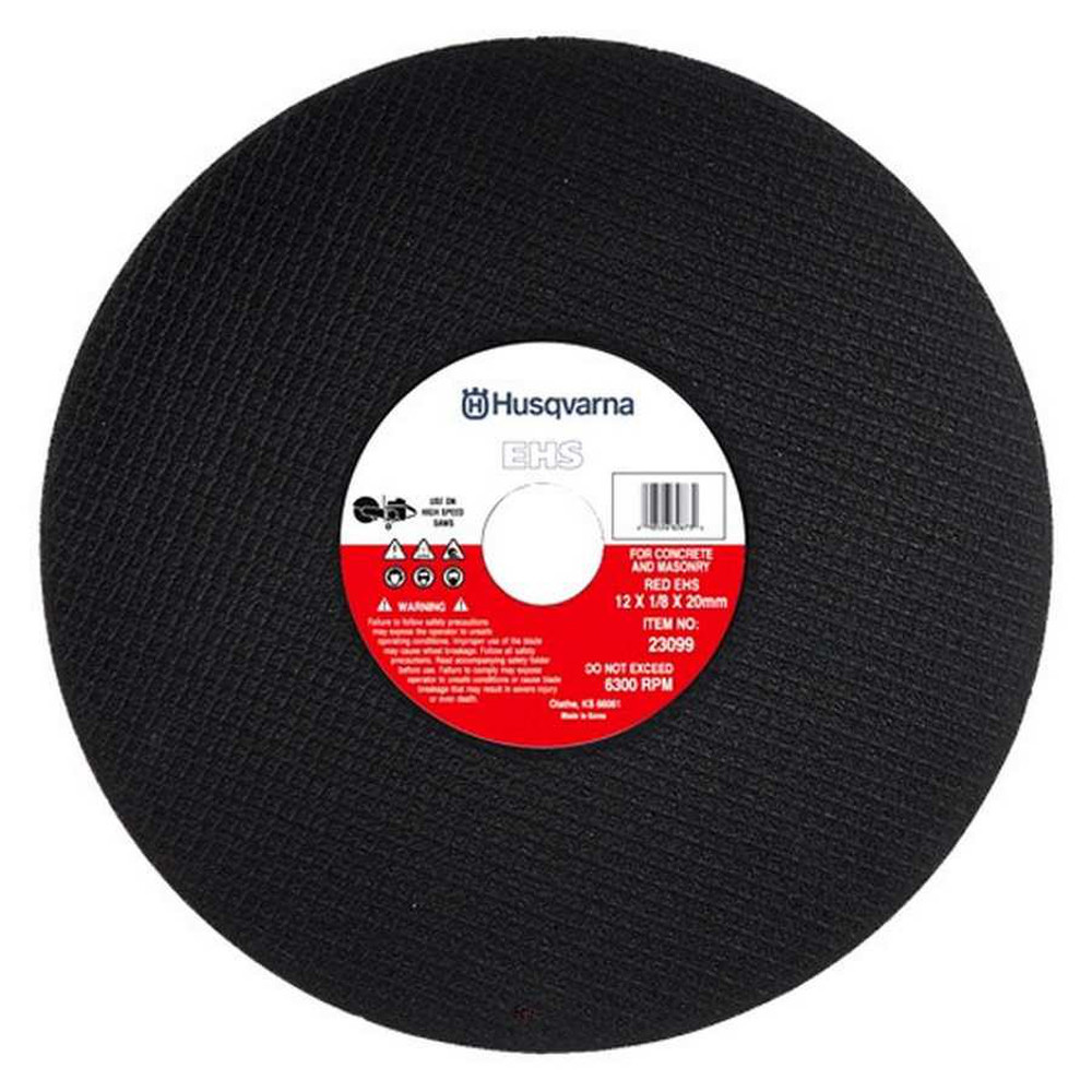 Husqvarna 542751490 High Speed Abrasive Red EHS 12IN 1/8 Wide 1IN Arbor Concrete Masonry Metal Blades ENO25 805544746977