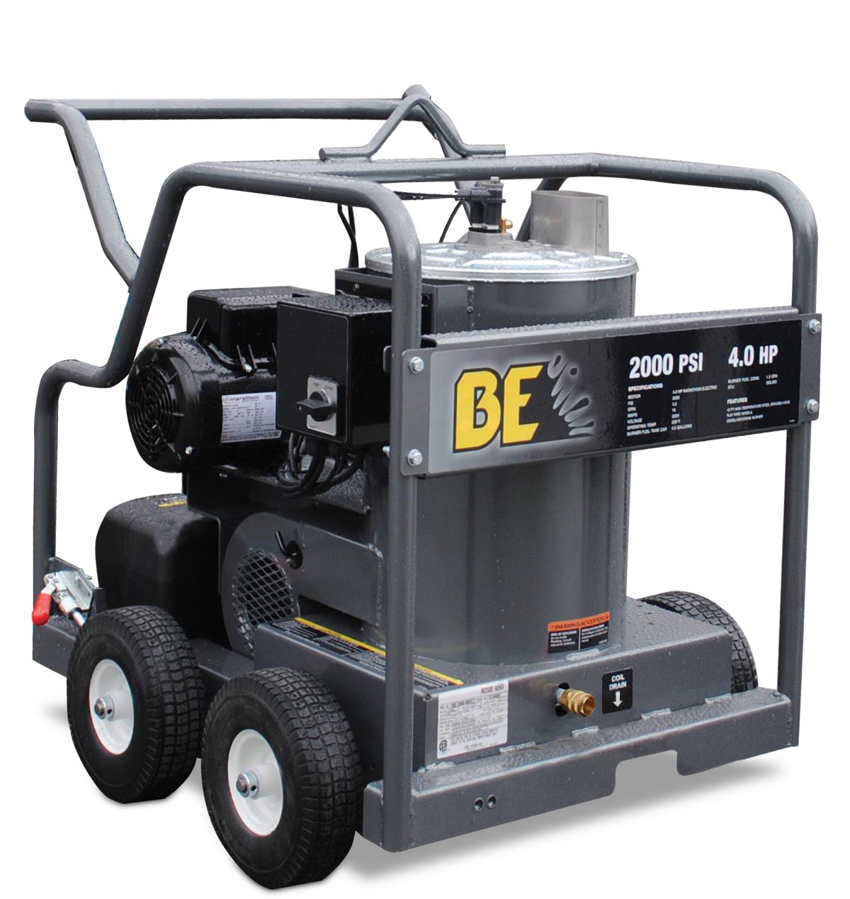 BE Pressure HW204EMD Hot Water Pressure Washer Marathon Electric Motor 2000psi 3gpm 230-240 volts Mi-T-M HSE-2003-OMG10 Limited Freight