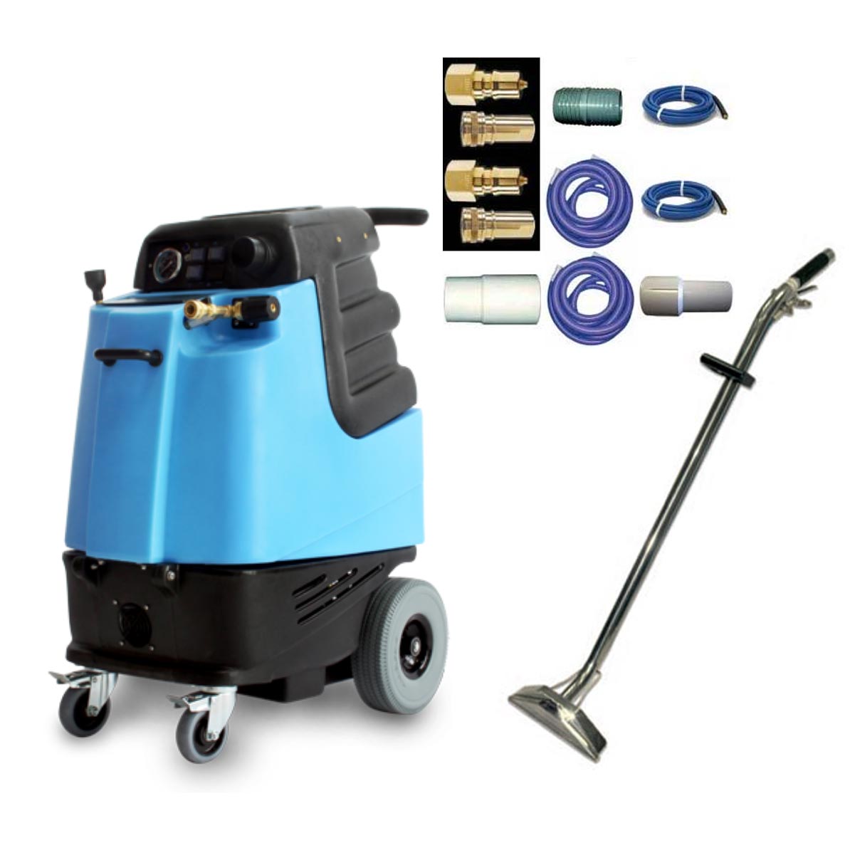 Mytee 1005LX Set Carpet Cleaning Machine 12gal 500psi Dual 6.6 Vacuum Extractor 65 ft Hose Set Wand Chemicals Bundle 20220755