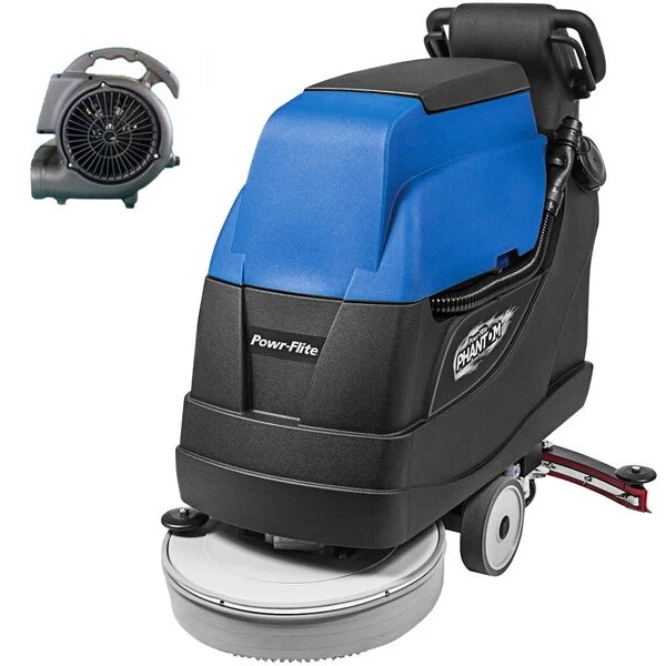 202313111 Powr-Flite PFS20 20 inch Cordless Battery-Powered 16 Gallon Walk Behind Disc Floor Scrubber and Air Mover Freight Included