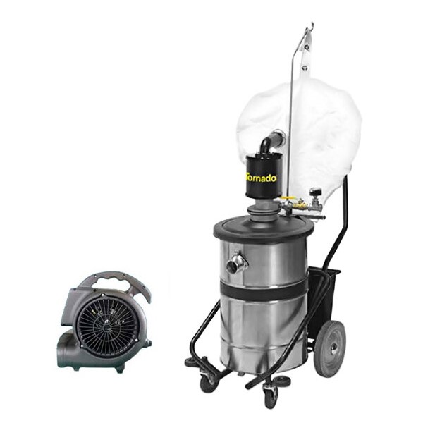20231302 Tornado 95953 Taskforce 18 Gallon Stainless Steel Pneumatic Wet / Dry Drum Vacuum with External Filter and Air Mover Freight Included