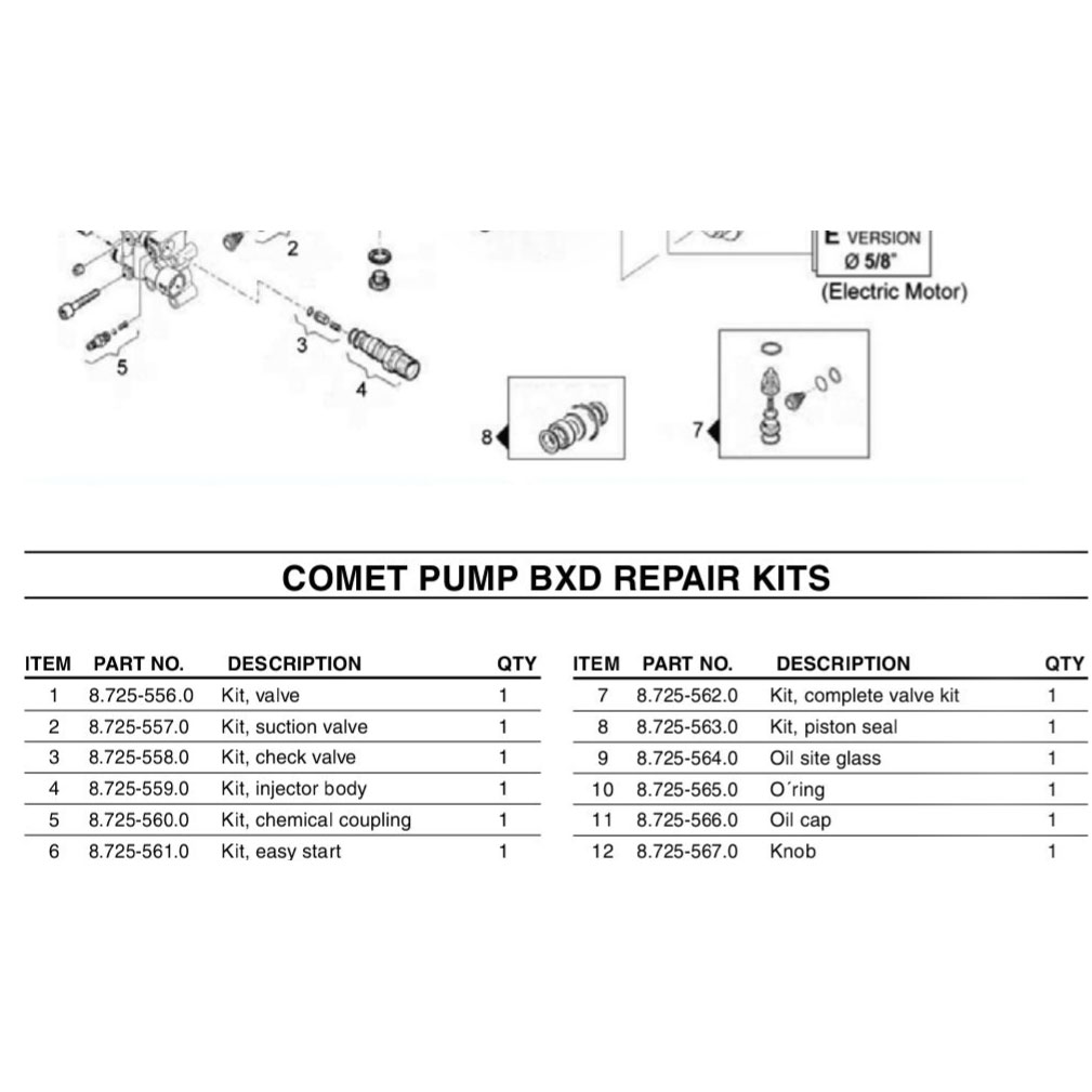 Comet Pump 87255630, BXD Piston Seal Kit,  8.725-563.0 - Legacy Shark