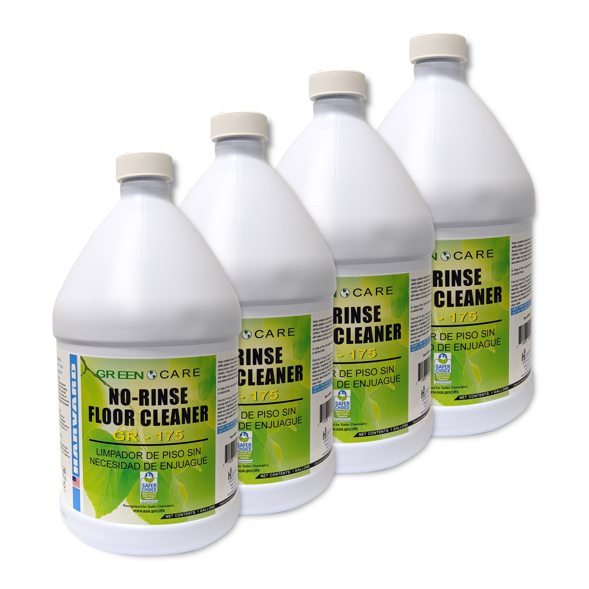 Harvard Chemical 600204 No Rinse Floor Cleaner GR-175 Green Care 4 x 1 Gallon Case - 6002