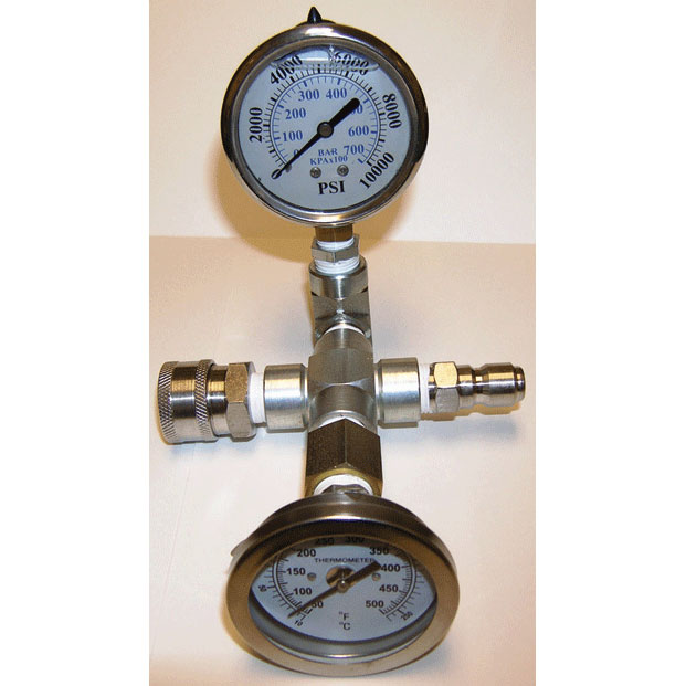 Shark Pressure Washer Temperature and 10000 psi Pressure Gauge With QD attached
