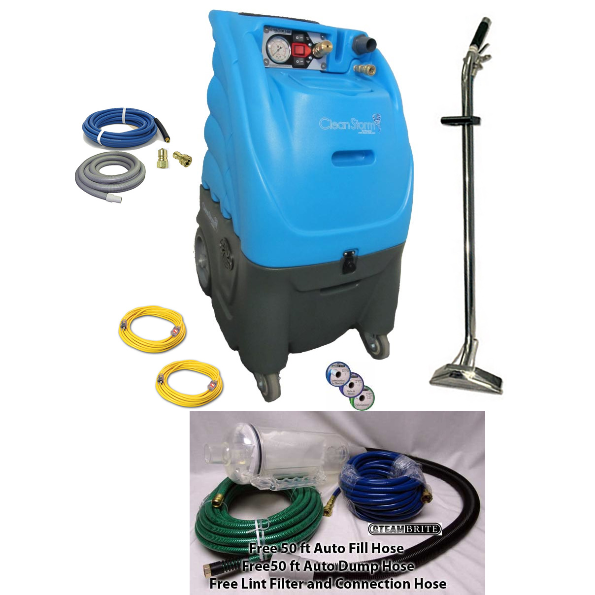 500PSI 2Stage Carpet Cleaning Extractor Machine Heated Sandia W/25ft wand & hose